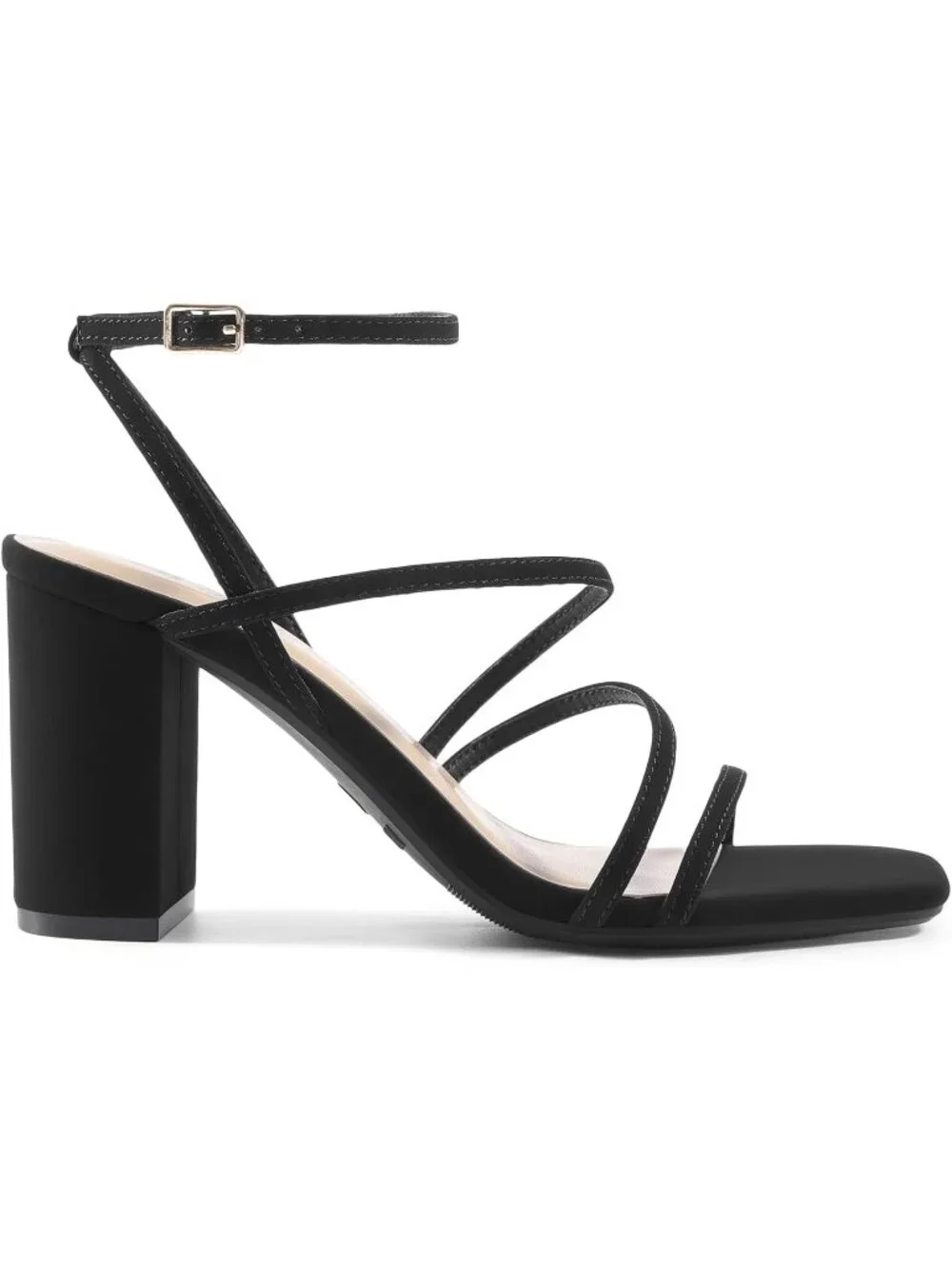 Dream Pairs Women's Black Nubuck Open Toe Sleek Straps Chunky Block Heel Sandals